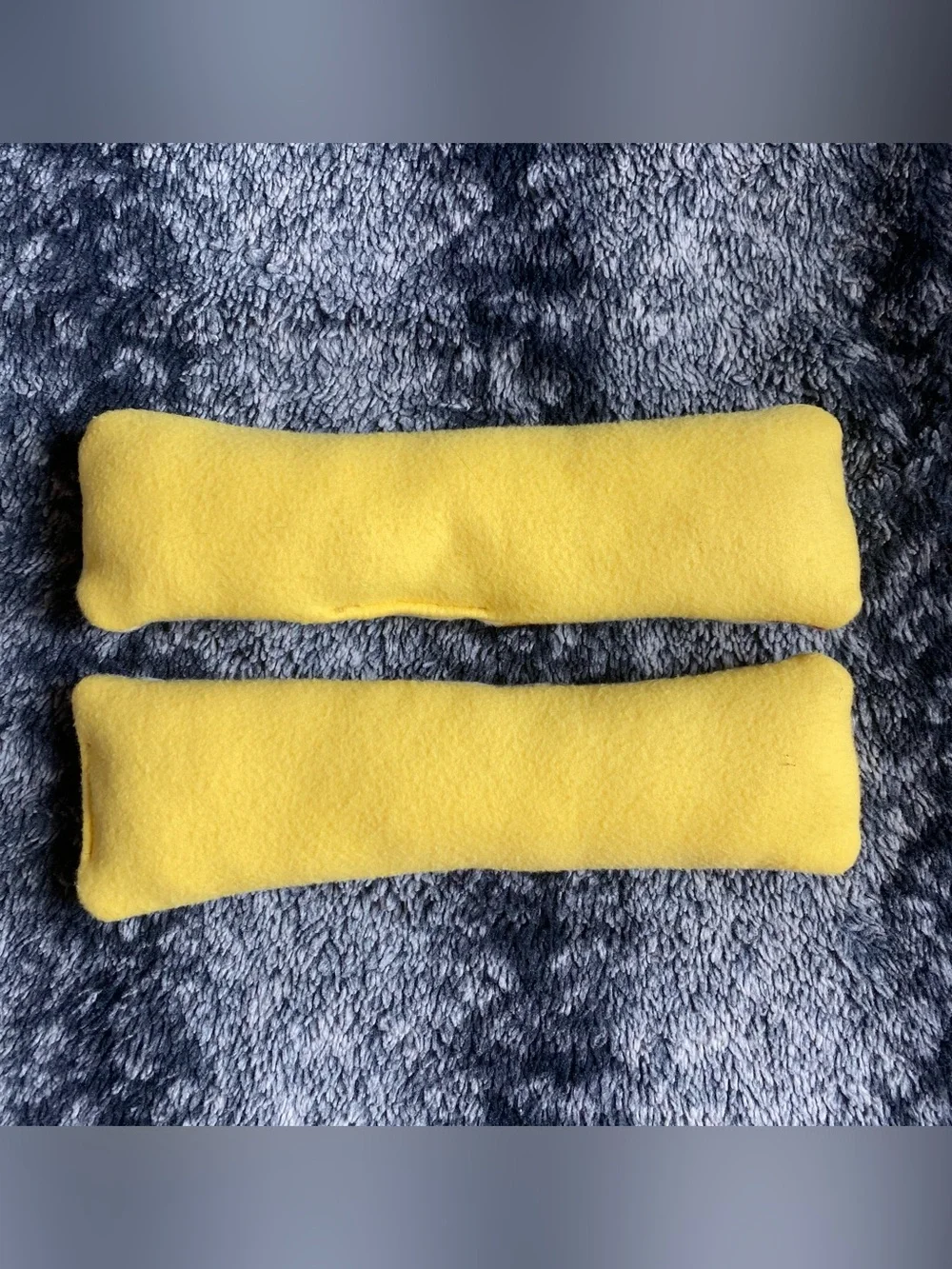 Handmade Yellow Multicolored Dog Patterned Soft Squeaker Toy Pair